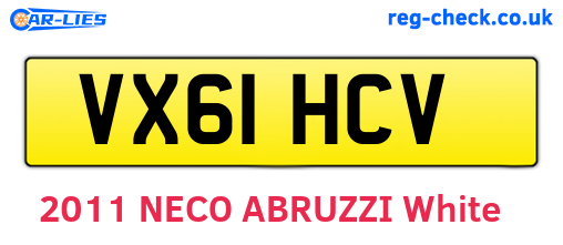 VX61HCV are the vehicle registration plates.