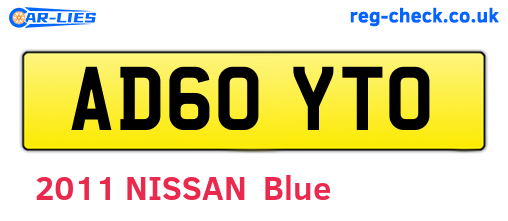 AD60YTO are the vehicle registration plates.