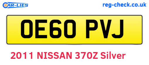 OE60PVJ are the vehicle registration plates.