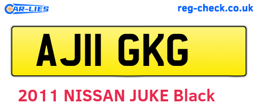 AJ11GKG are the vehicle registration plates.
