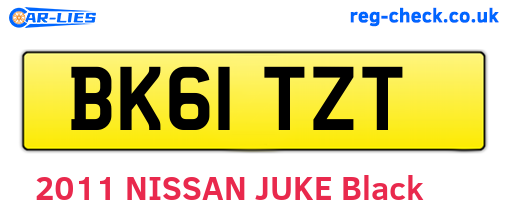 BK61TZT are the vehicle registration plates.