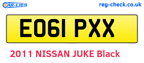 EO61PXX are the vehicle registration plates.
