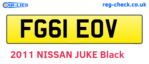 FG61EOV are the vehicle registration plates.
