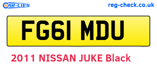 FG61MDU are the vehicle registration plates.