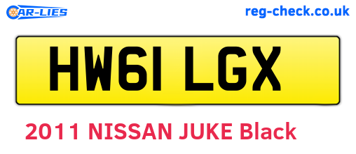 HW61LGX are the vehicle registration plates.