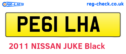 PE61LHA are the vehicle registration plates.