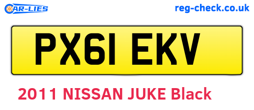 PX61EKV are the vehicle registration plates.