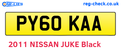 PY60KAA are the vehicle registration plates.