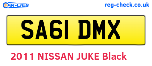 SA61DMX are the vehicle registration plates.