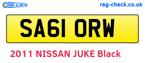 SA61ORW are the vehicle registration plates.