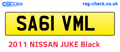 SA61VML are the vehicle registration plates.