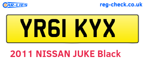 YR61KYX are the vehicle registration plates.