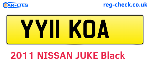 YY11KOA are the vehicle registration plates.