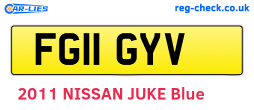 FG11GYV are the vehicle registration plates.