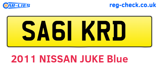 SA61KRD are the vehicle registration plates.