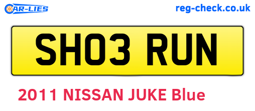SH03RUN are the vehicle registration plates.