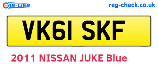 VK61SKF are the vehicle registration plates.