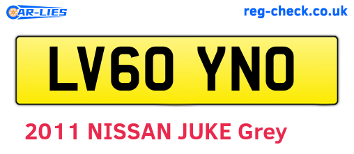 LV60YNO are the vehicle registration plates.