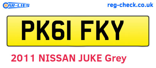 PK61FKY are the vehicle registration plates.