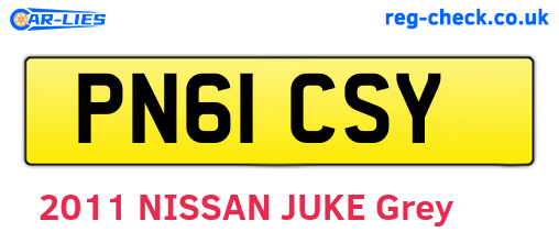 PN61CSY are the vehicle registration plates.