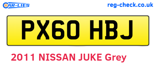 PX60HBJ are the vehicle registration plates.
