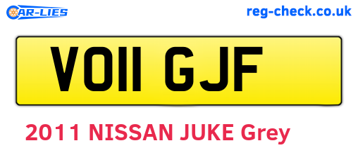 VO11GJF are the vehicle registration plates.
