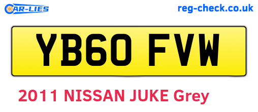 YB60FVW are the vehicle registration plates.