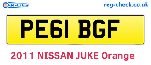 PE61BGF are the vehicle registration plates.