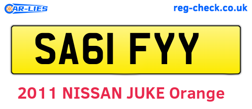 SA61FYY are the vehicle registration plates.