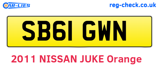 SB61GWN are the vehicle registration plates.