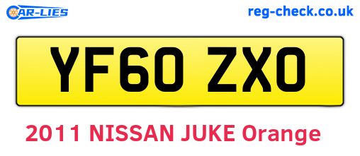 YF60ZXO are the vehicle registration plates.