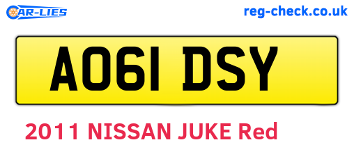 AO61DSY are the vehicle registration plates.