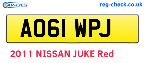 AO61WPJ are the vehicle registration plates.
