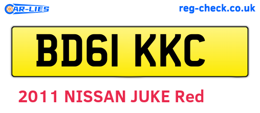 BD61KKC are the vehicle registration plates.