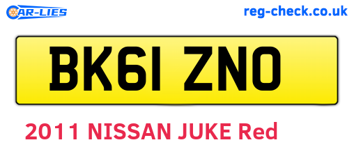 BK61ZNO are the vehicle registration plates.