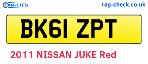 BK61ZPT are the vehicle registration plates.