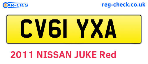 CV61YXA are the vehicle registration plates.