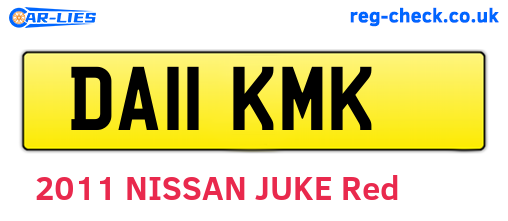 DA11KMK are the vehicle registration plates.