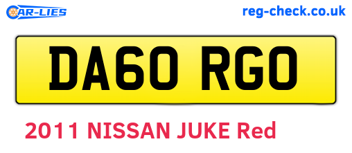 DA60RGO are the vehicle registration plates.