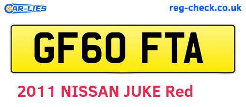 GF60FTA are the vehicle registration plates.