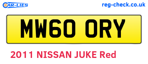 MW60ORY are the vehicle registration plates.