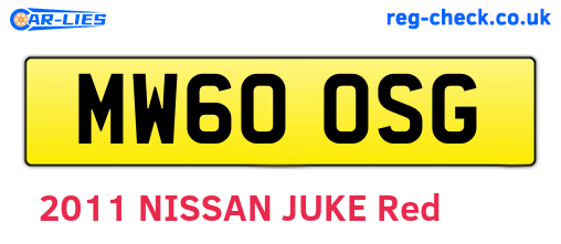 MW60OSG are the vehicle registration plates.