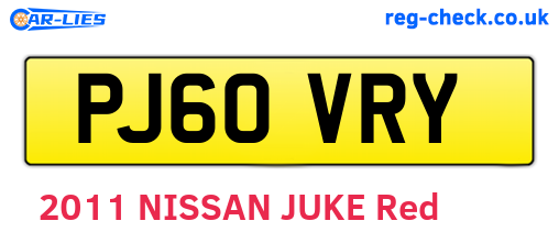 PJ60VRY are the vehicle registration plates.