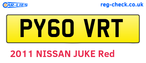PY60VRT are the vehicle registration plates.