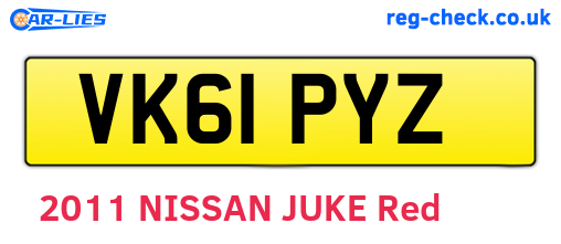VK61PYZ are the vehicle registration plates.