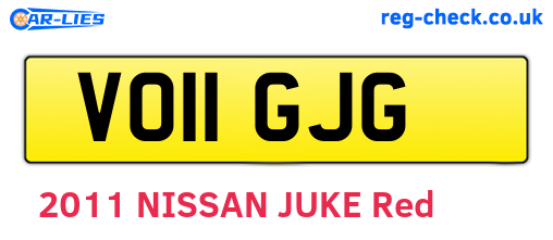 VO11GJG are the vehicle registration plates.