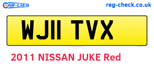 WJ11TVX are the vehicle registration plates.