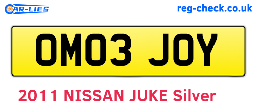 OM03JOY are the vehicle registration plates.