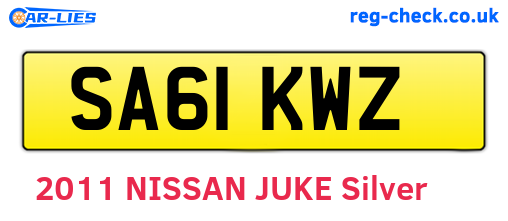 SA61KWZ are the vehicle registration plates.