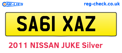 SA61XAZ are the vehicle registration plates.